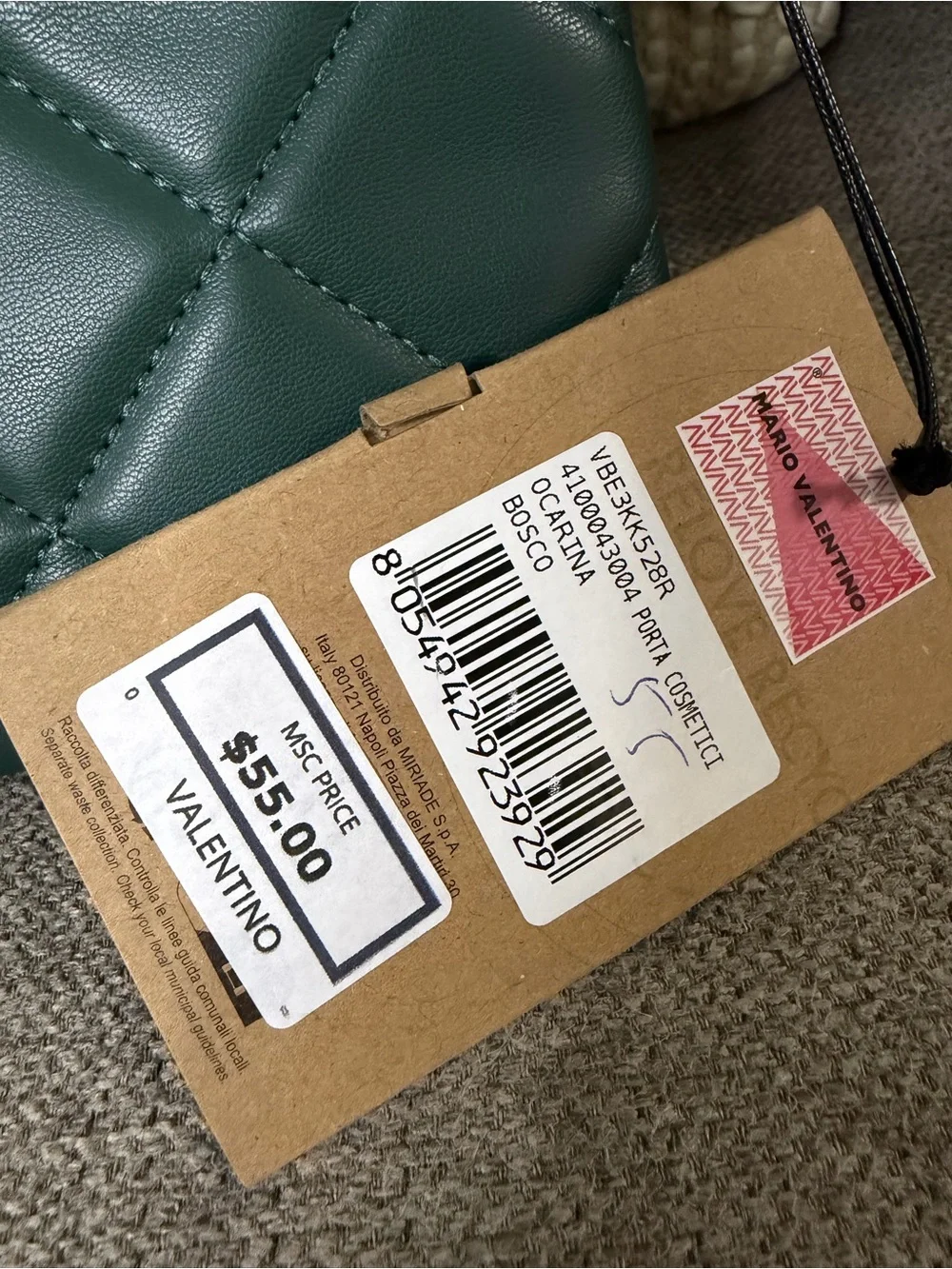 Mario Valentino Ocarina Quilted Wristlet Clutch Bag Green NWT 💛